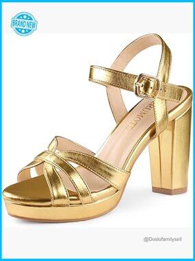 Open Toe Chunky Heels Ankle Strap Platform Pumps Party Sandals Elegant